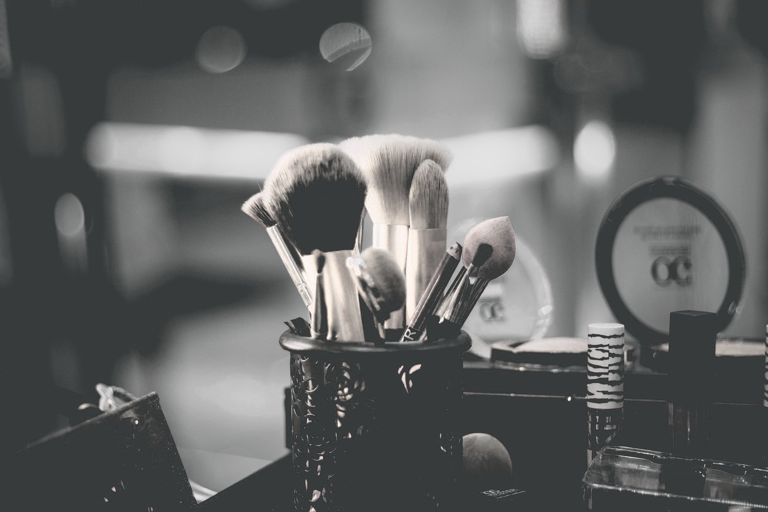 Makeup brushes for photoshoot preparation